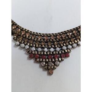 Funky Vintage Fashion Necklace Collar Style Multicolor Faux Stone Gradient